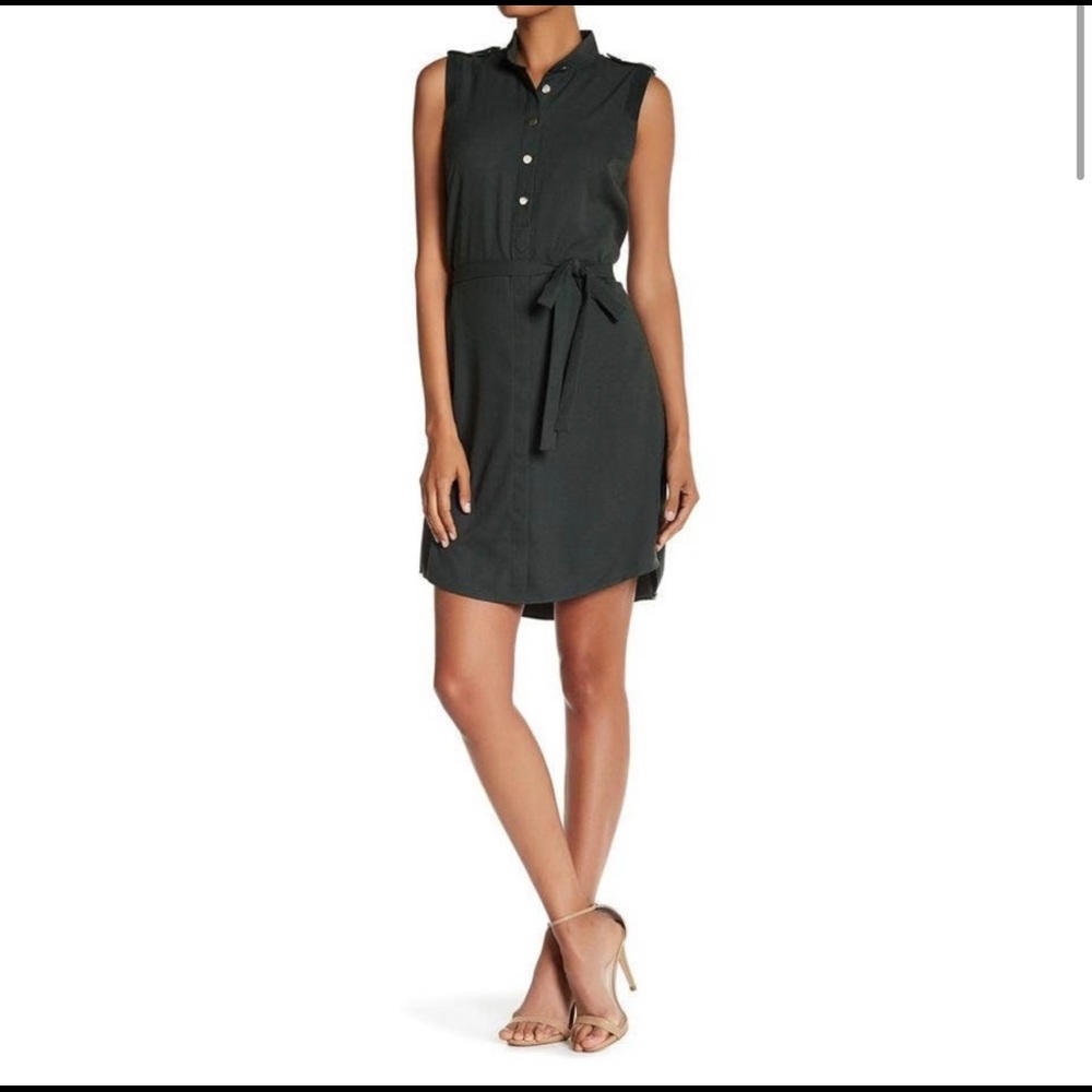 Parker Women's Leather Trim Black Shirt  Belted Button Down. Missing belt